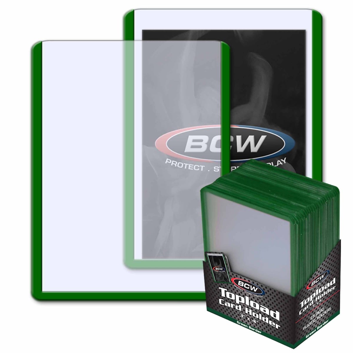 3x4 Topload Card Holder - Green Border